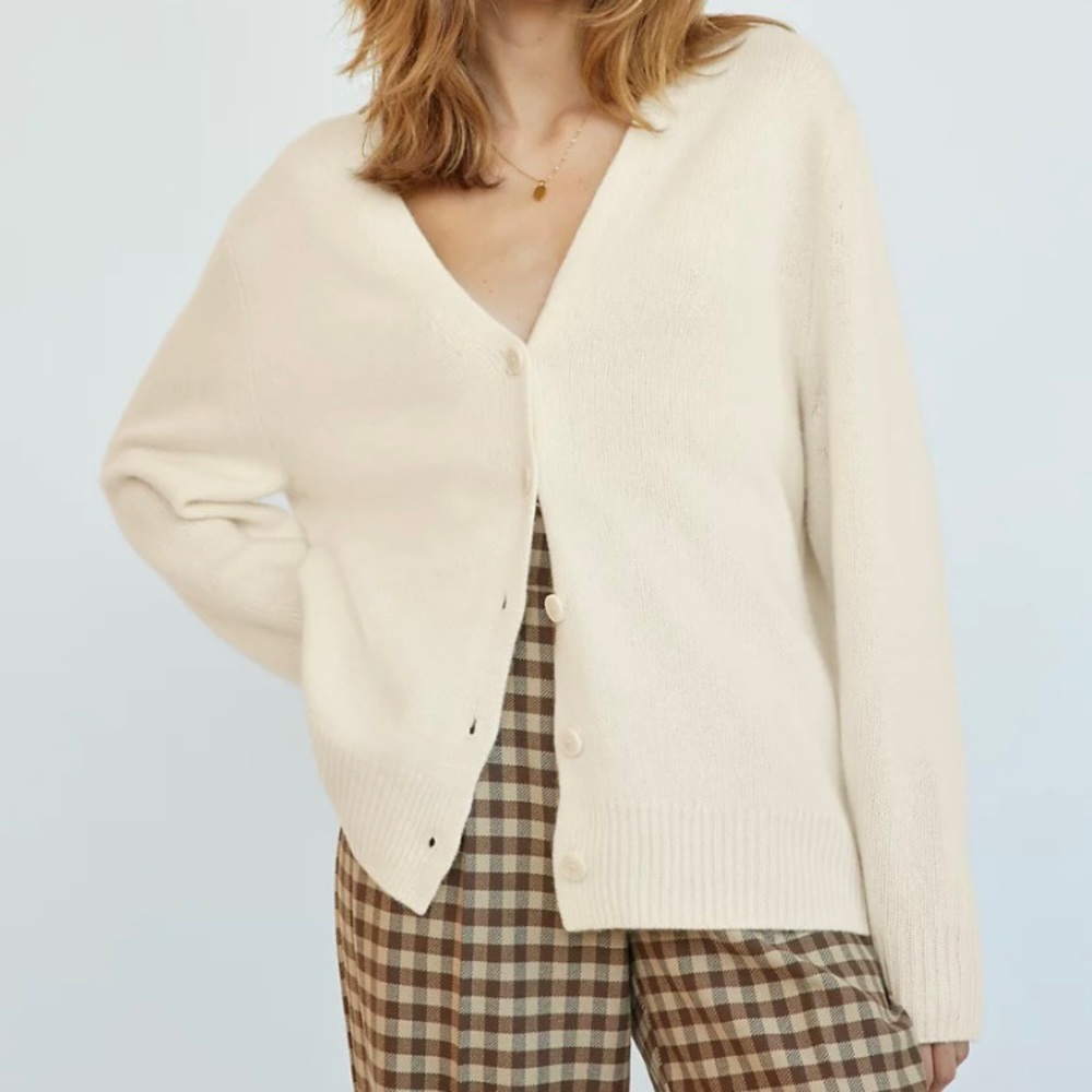 Aritzia parco luxe cashmere cardigan - light birch 2XS